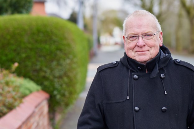 Howard Irvine, a COPD patient walking outside