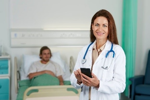 Doctor with smartphone