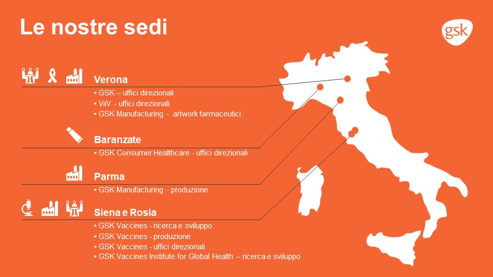 Mappa sedi GSK in Italia